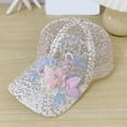 thumbnail image 2 of HuangHuanChen Women's Baseball Cap Summer Lace Style Mesh Back Baseball Cap for Women wth Mesh Flower Sun Hat Running Cap Shining Hat Fashion Streetwear Khaki One Size, 2 of 7