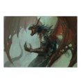 thumbnail image 3 of Medieval Cutting Board, Ilustration of Mythological Creature Dragon Imaginary Culture Animal Art, Decorative Tempered Glass Cutting and Serving Board, Small Size, Grey Red, by Ambesonne, 3 of 5