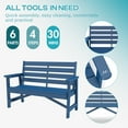 thumbnail image 4 of FODINGHILL Outdoor Bench with 2 Seat，HDPE All Weather Park Bench，700LBS Weight Capacity，Suit for Park，Garden and Porch，Blue, 4 of 7