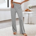 thumbnail image 5 of Enjoytime Women's Pants Solid Color Elastic Waist Wide Leg Pajama Pants Knit Comfy Casual Loose Lounge Trousers Gray M, 5 of 7