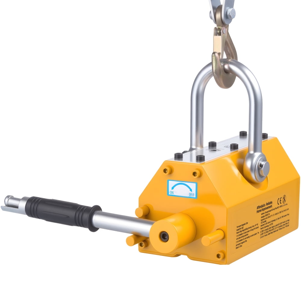 Permanent Magnetic Lifter, 1320 lbs Pulling Capacity, Heavy Duty N42 Neodymium Lifting Magnet with Release Handle and Steel Hook, Used in Shop Crane and Hoist, for Lifting Plate Steel, Board