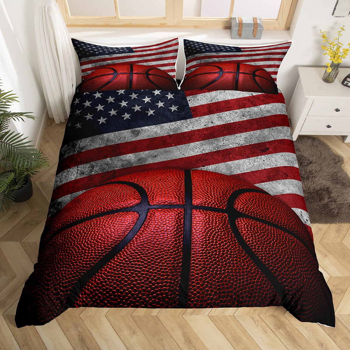 YST Basketball Bedding Twin Sport Comforter Cover for Boys, Abstract