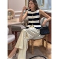 thumbnail image 6 of Women's Tank Tops Striped Sleeveless Button Front Knit Vest Summer Open Cardigan XL, 6 of 9