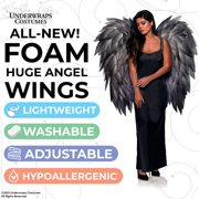 UNDERWRAPS Large FOAM Costume Angel Wings - Adult Huge Halloween Costume, Photoshoot Prop for Men & Women, (Black)