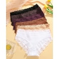 thumbnail image 4 of FINETOO Cotton Underwear for Women Lace Hipster Panties Soft Breathable Cheeky Bikini Ladies 6 Pack, 4 of 5