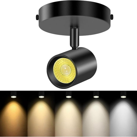 VANoopee 5-Color Dimmable Ceiling Spotlight Flush Mount Adjustable Directional LED Spot Lights Indoor Bright Accent Fixture for Art Picture Living Room Bedroom - CRI90 24° Flicker Free 10W 800lm Black