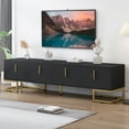 thumbnail image 2 of TUANLUO Television Stand with 4 Doors, TV Console for 80" TVs, TV Cabinet with Adjustable Metal Legs and Shelves, Modern Entertainment Center, TV Stand Furniture for Living Room Bedroom, Black, 2 of 10