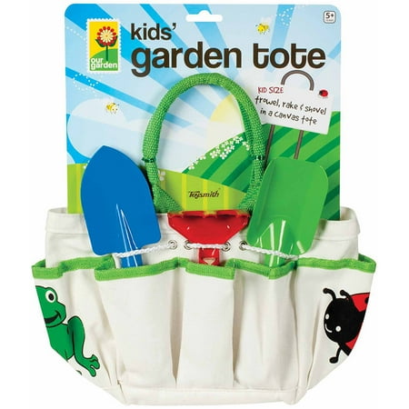Toysmith Kids' Garden Tote with Trowel, Rake and Shovel