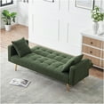 thumbnail image 3 of JERFIT 3-Seater Convertible Sofa Bed with Pillows, Plush Green Teddy Fabric for Living Room, Modern Sleeper Couch, 3 of 9
