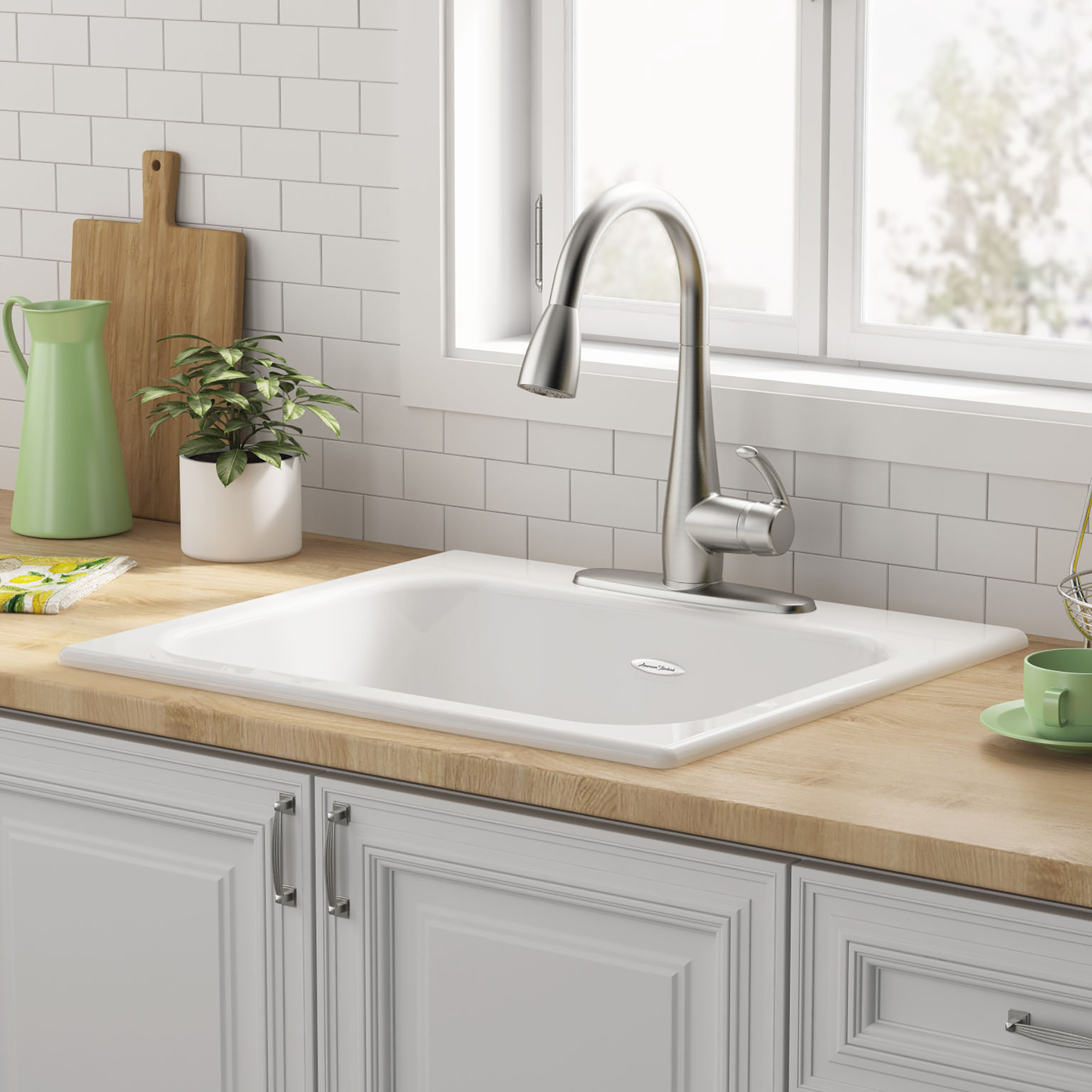 American Standard Quince Drop-in Cast Iron 25 in. 3-Hole Single Bowl Kitchen Sink in Brilliant White - image 5 of 6