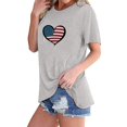 thumbnail image 2 of Camisetas de Manga Corta para las Mujeres Día de la Independencia Impresión Básica Camiseta de Verano, Cuello Redondo Casual Camiseta Blusa, 2 of 4