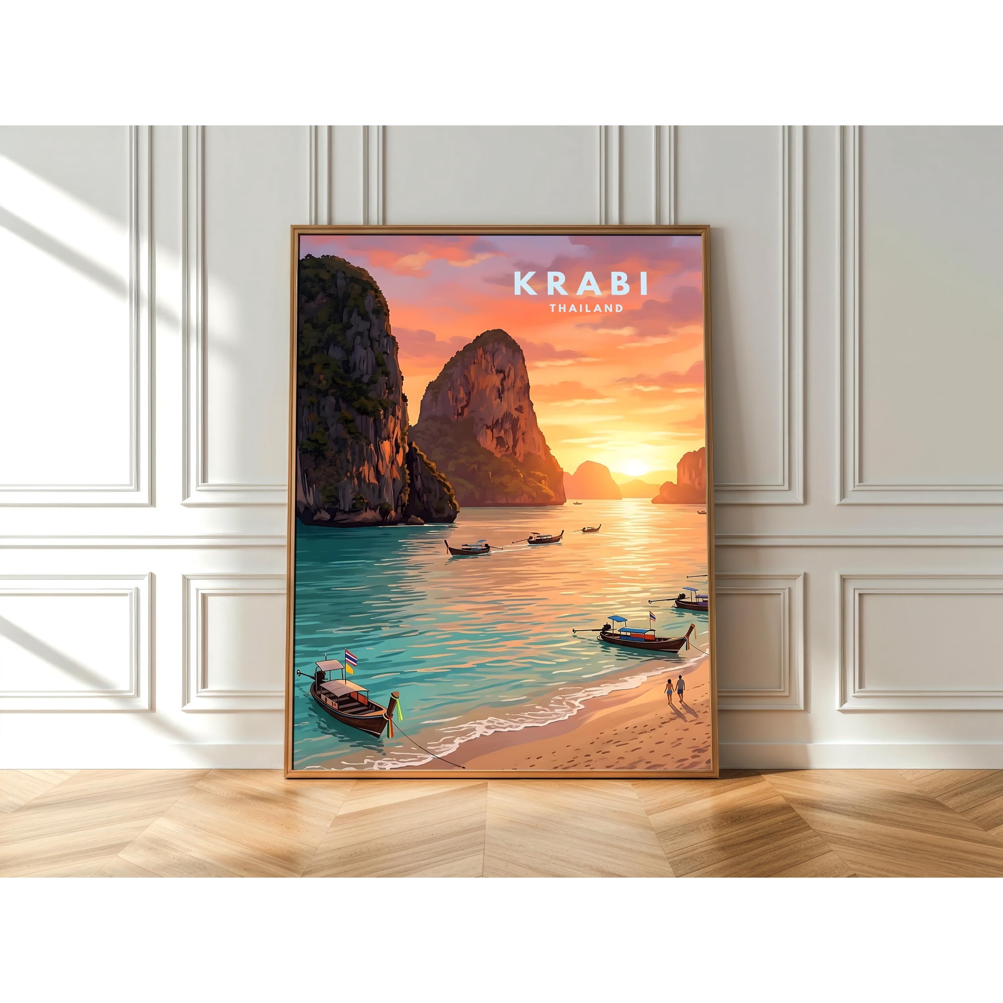 Krabi Beach Wall Art Tropical Island Scene To Sizes Home Decor Office Wall Art Living Room Decor, Paper Poster Only