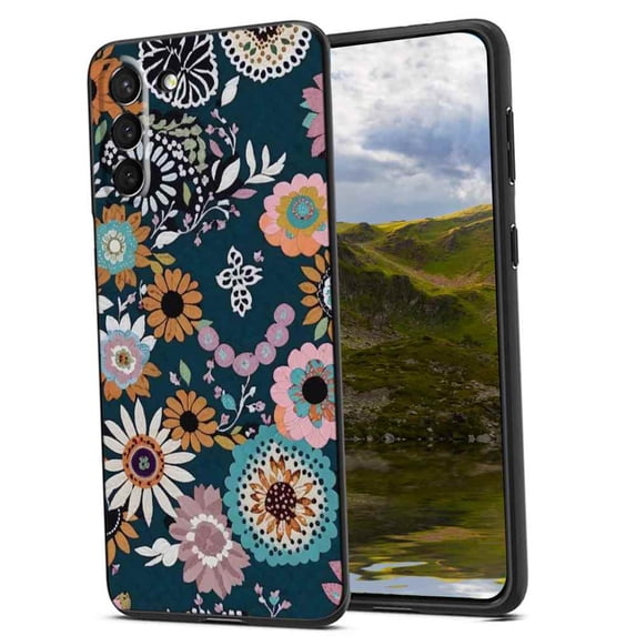 Pretty-Folk-Floral-1 Phone Case, Degined for Samsung Galaxy S23+ Plus Case Men Women, Flexible Silicone Shockproof Case for Samsung Galaxy S23+ Plus
