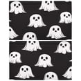 thumbnail image 2 of Black Background Ghost Tier Curtains for Kitchen 57x36 Inch Semi Sheer Light Filtering Half Window Curtains 2 Panels, 2 of 8