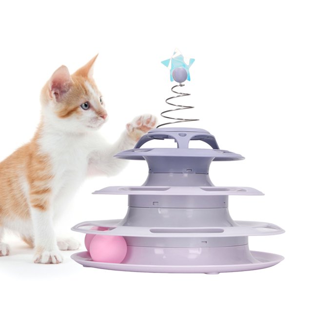 Interactive 4 Cat Turntable Toy Relieve Boredom With Spring Star For Kitten Supplies