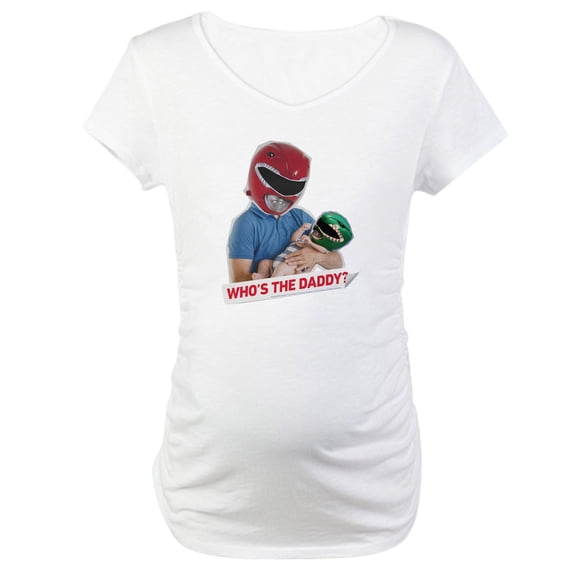 CafePress - Power Rangers Who's The Women's Maternity T Shirt - Cotton Maternity T-shirt, Cute & Funny Pregnancy Tee