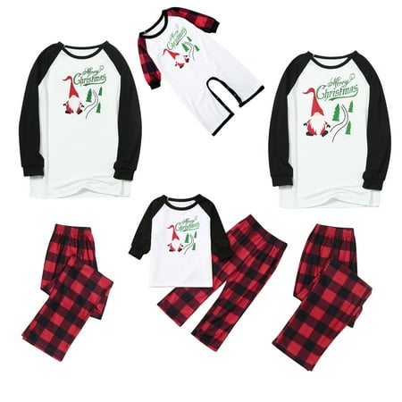 

Matching Xmas Family Parent-child Pajamas Cute Xmas Printing Top and Elastic Plaid Trousers Two Piece Set