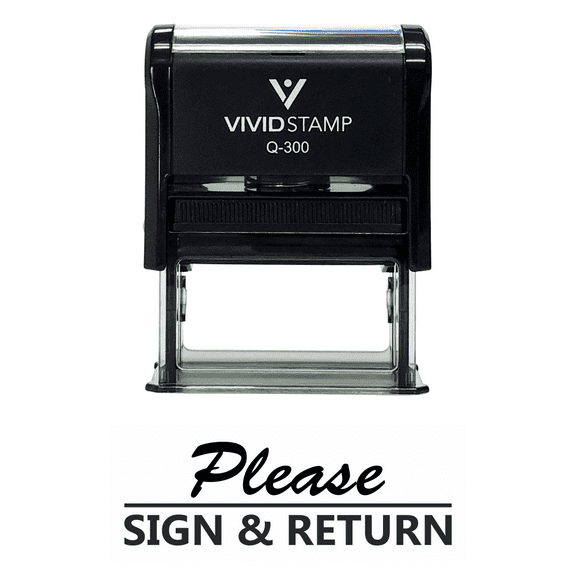 Vivid Stamp Please Sign And Return Self Inking Rubber Stamp (Black Ink) - Large