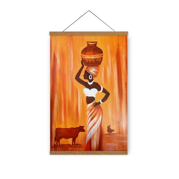 Awkward Styles Wooden magnetic poster Hanger Frame - African Woman Folk Canvas Photo Picture Poster Artwork Print for Framing Hanging Kit Wooden Poster Hanger Dowel