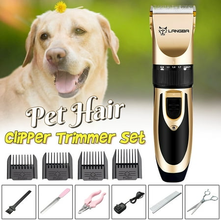 11 PCS 5-Speed Professional Low-noise Quiet Mute Pet Cat Dog Electric Hair Trimmer Clipper Grooming Kit Rechargeable Cordless+Nail Clipper+Comb+Nail File+Scissors (Best Nail Clippers For Rabbits)