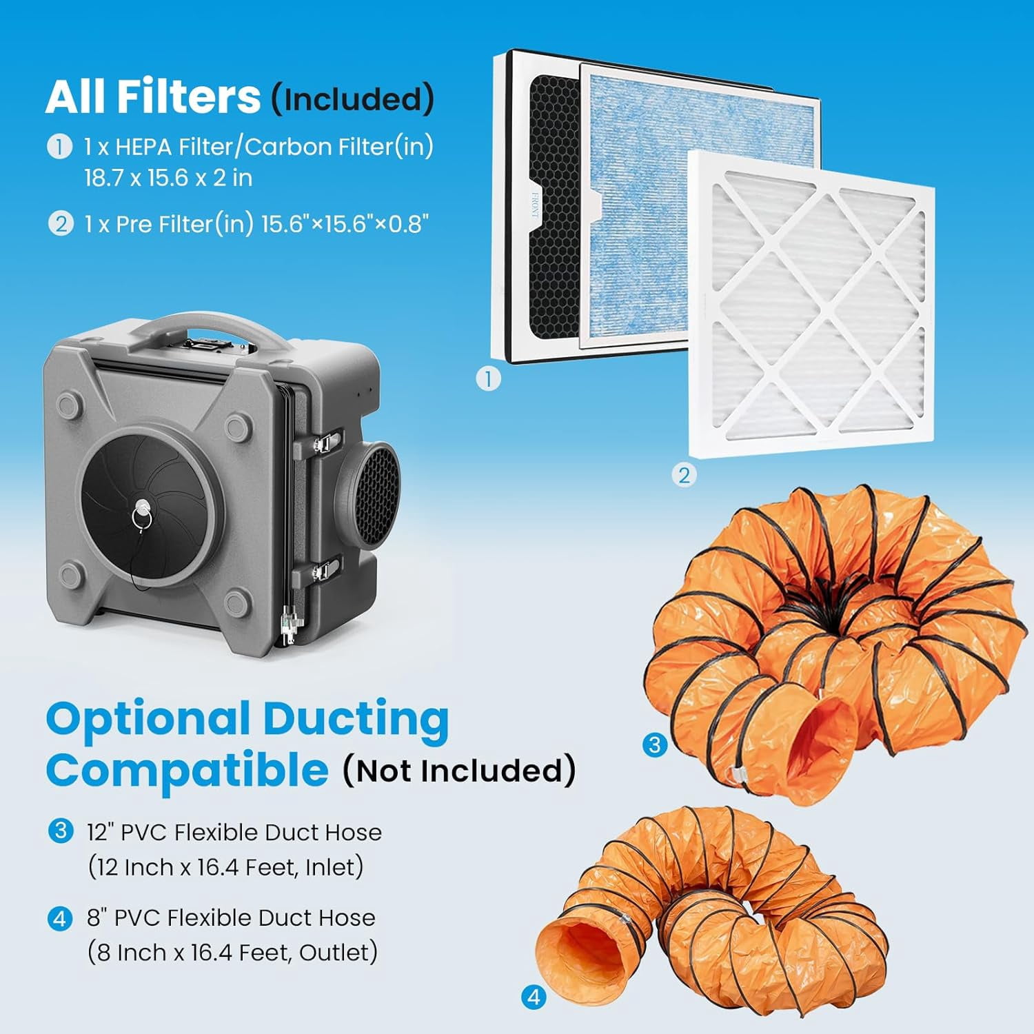 CADPXS Shield-550 Negative Machine Airbourne Cleaner HEPA Scrubber Water Damage Restoration Equipment Air Purifier, Air Scrubbers