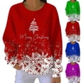 thumbnail image 1 of Yteetum Chandail en Molleton Joyeux Noël pour Femmes, Col Rond Surdimensionné, Tricot Côtelé, Chandail Sans Capuche, Haut Décontracté, Imprimé Graphique de Noël, Col Rond, Manches Longues, Ample, 1 of 5
