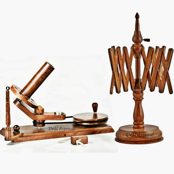 Wooden Yarn Ball Winder Table Top Yarn Swift Wooden Yarn Winder for Crocheting Yarn Winder for Knitting Combo Yarn Winder Swift Combo and Yarn Storage Bowl Indian Rosewood (Yarn Winder Swift)