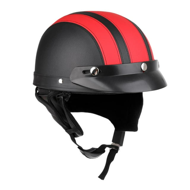 Casco de béisbol DYNWAVEMX PU cuero media cara negro y rojo