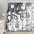 thumbnail image 6 of Black Gray Nautical Octopus Shower Curtain Grey Mermaid Funny Ocean Kraken Shower Curtains for Bathroom Cool Anchor Coastal Map Waterproof Fabric Bath Curtain with Hooks 72x 72, 6 of 6