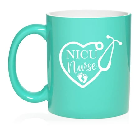 

Heart Stethoscope NICU Nurse Neonatal Ceramic Coffee Mug Tea Cup Gift for Her Sister Wife Boss Coworker Friend Birthday Cute Graduation Retirement Nursing (11oz Teal)