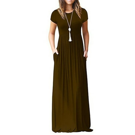 Casual Long Dress for Women Solid Color Long Sleeve Maxi Dress with (Best Long Black Dress)