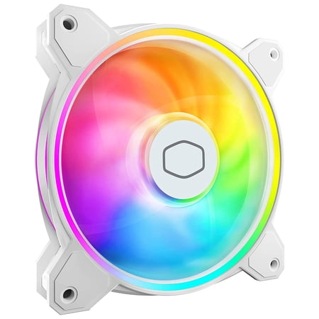 Cooler Master MasterFan MF140 Halo² White Fan, Duo-Ring ARGB Gen 2 LED Rings, 140mm 1600rpm Dynamic PWM, Enlarged Fan Blades, Hybrid Frame for PC Case, Liquid and Air Cooler (MFL-B4DW-16NP2-R2)