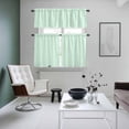 thumbnail image 4 of Green White Stripe Kitchen Curtains Sets for Windows 36 Inch Length, Modern Minimalist Geometric Striped Rod Pocket Window Treatments Tier Curtains and Valances Set for Bedroom/Bathroom, 4 of 8