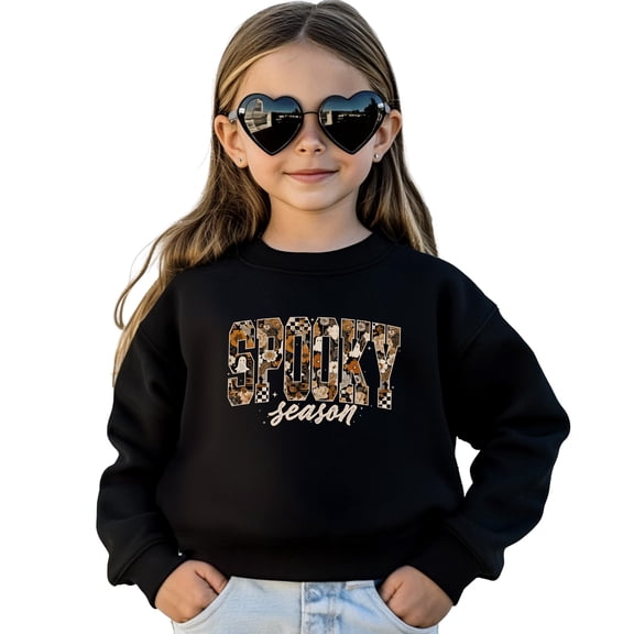 Floral Spooky Season Halloween Sweatshirt for Women, Teens & Kids Black Sweatshirt 2T