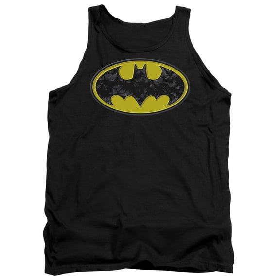 Batman Bats In Logo Adult Tank Top Black