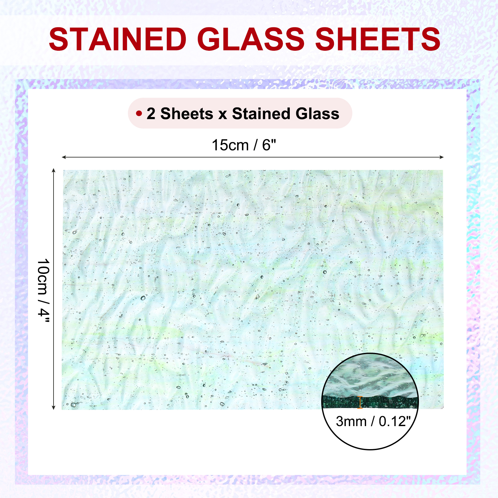 4 x 6 Inch Transparent Stained Glass Sheets, 2 Sheets Mosaic Glass Variety Pack Tiles for Art Supplies Crafts Projects, Blue Waves