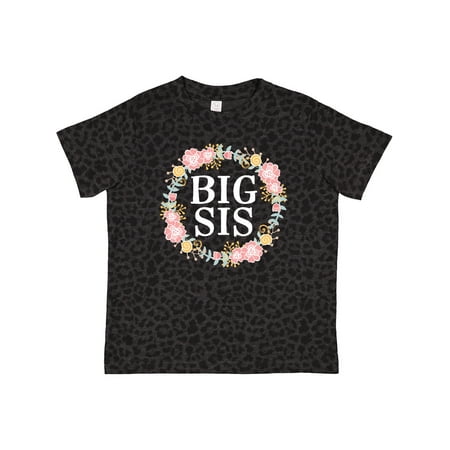 

Inktastic Big Sis Rose Floral Wreath Sister Gift Toddler Toddler Girl T-Shirt