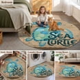 thumbnail image 5 of Vintage Sea Turtle Round Area Rug 3Ft Washable Small Circle Rugs for Kitchen Entryway, Brown Nautical Anchor Bubbles Coastal Non-Slip Carpet Floor Mats Indoor Outdoor Carpet Runner Home Decor, 5 of 8