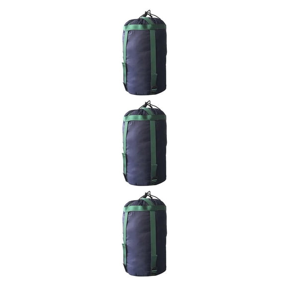 Eigraketly Bolsa de compresión Hebilla ajustable Saco de cosas Gel de sílice recubierto de nylon Textura interna para acampar al aire Azul oscuro 3piezas
