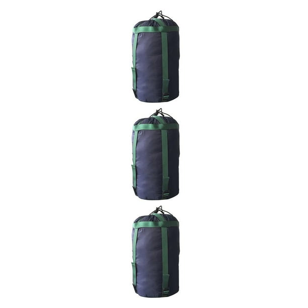 Eigraketly Bolsa de compresión Hebilla ajustable Saco de cosas Gel de sílice recubierto de nylon Textura interna para acampar al aire Azul oscuro 3piezas