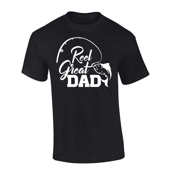 Trenz Shirt Company Men’s Dad Fishing Shirt – Comfortable Tee with Reel Design, Great Father’s Day Gift for Fishing Dads, Black-Small