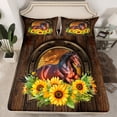 thumbnail image 2 of Homewish Retro Rustic Horseshoe Twin Sheet Sets,Farm Animal Horse Twin Fitted Sheet,Country Floral Sunflower Flat Sheet For Kids,Microfiber Bedroom Decor,3-Piece, 2 of 7