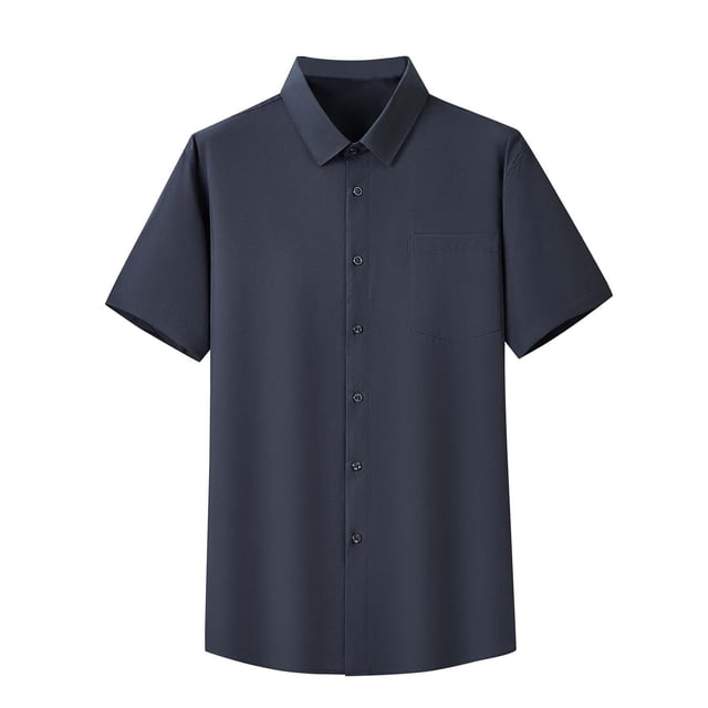 Birdeem Chemises pour Hommes Mode Affaires Col Rabattu Bouton Poche Manches Courtes Chemise Blouse
