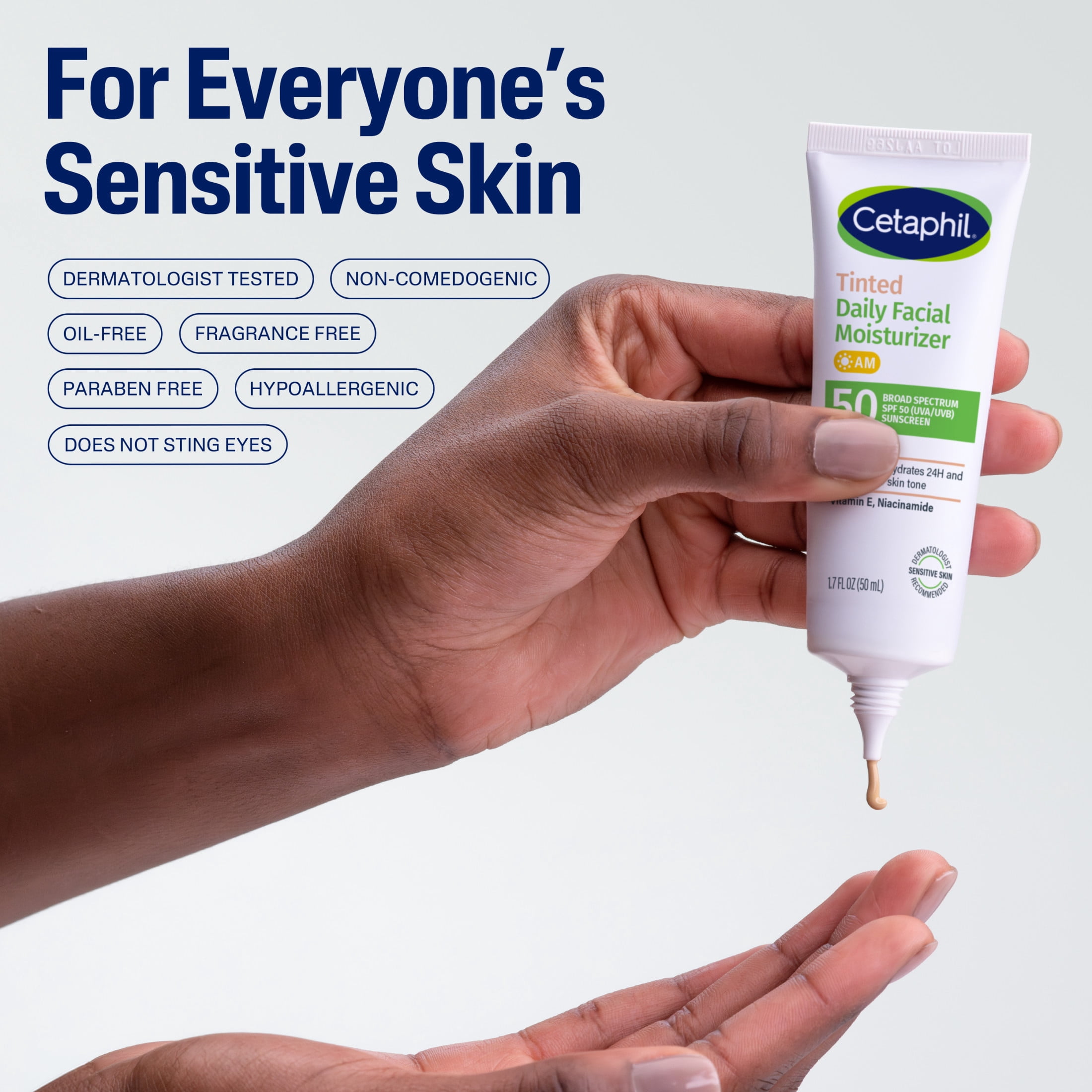 Cetaphil Daily Facial Moisturizer Lotion for Face, Broad Spectrum SPF 50, 1.7 fl oz