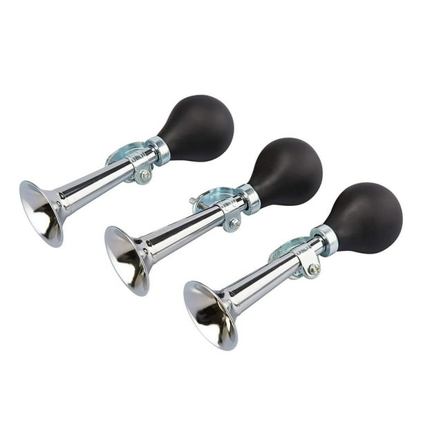 Bike Horns - 3-Pack Metal Bugle Horns, Bicycle Bells with Black Rubber ...