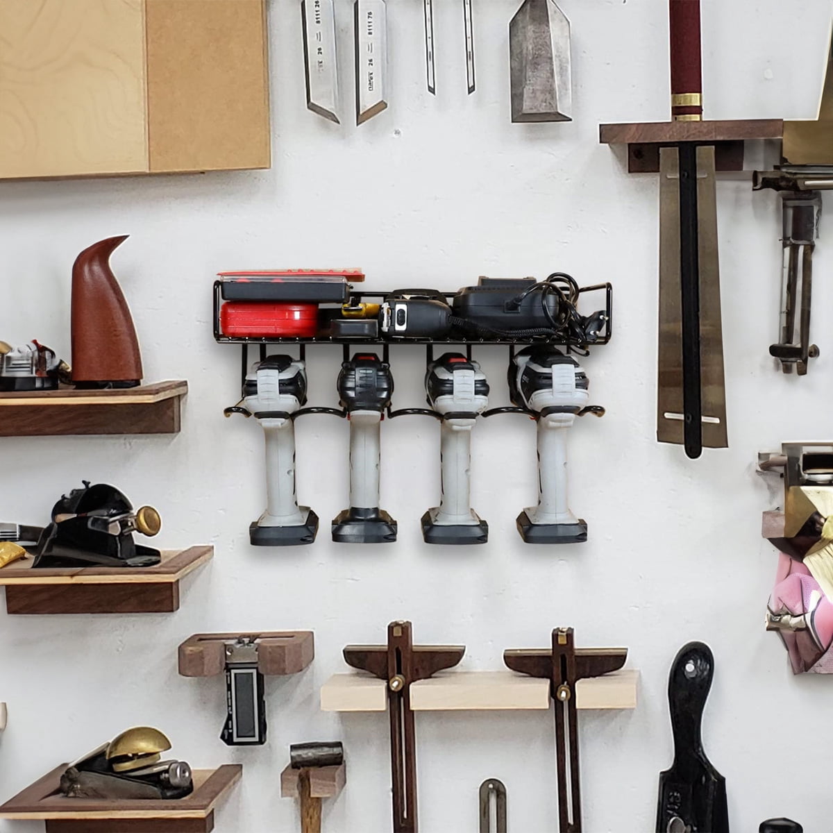 1pc Heavy Duty Tool Organizer, 4 Wall Mount Anchors, Sturdy Steel Construction, Ideal for Power Tools