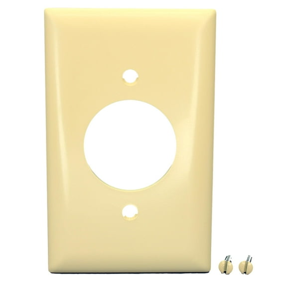 P&S Ivory 1G Single Power Receptacle 1.5938" Hole Unbreakeable Wallplate TP720-I