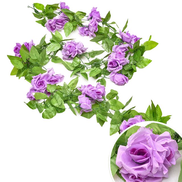 Guirlande de Roses Artificielles Suspendue Simple Fausse Vigne de Roses Décoration Florale