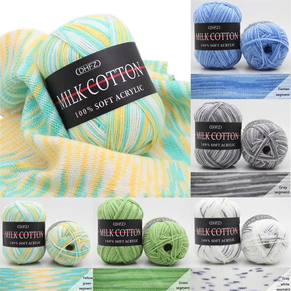 One Skein Gradient Milk Cotton Yarn, Soft & Smooth Blended Knitting Yarn With Ombre Green Hue, Ideal For Crocheting, Knitting Scarves, Hats, Sweaters & Craft Projects For S,