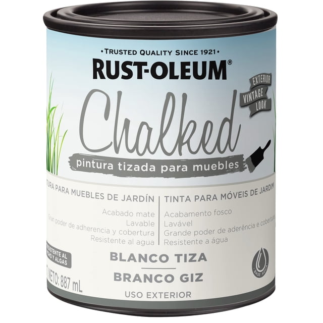 Rust Oleum 365427 Chalked Exterior Exterior Blanco Tiza Ultra Mate Brochable 887 mL